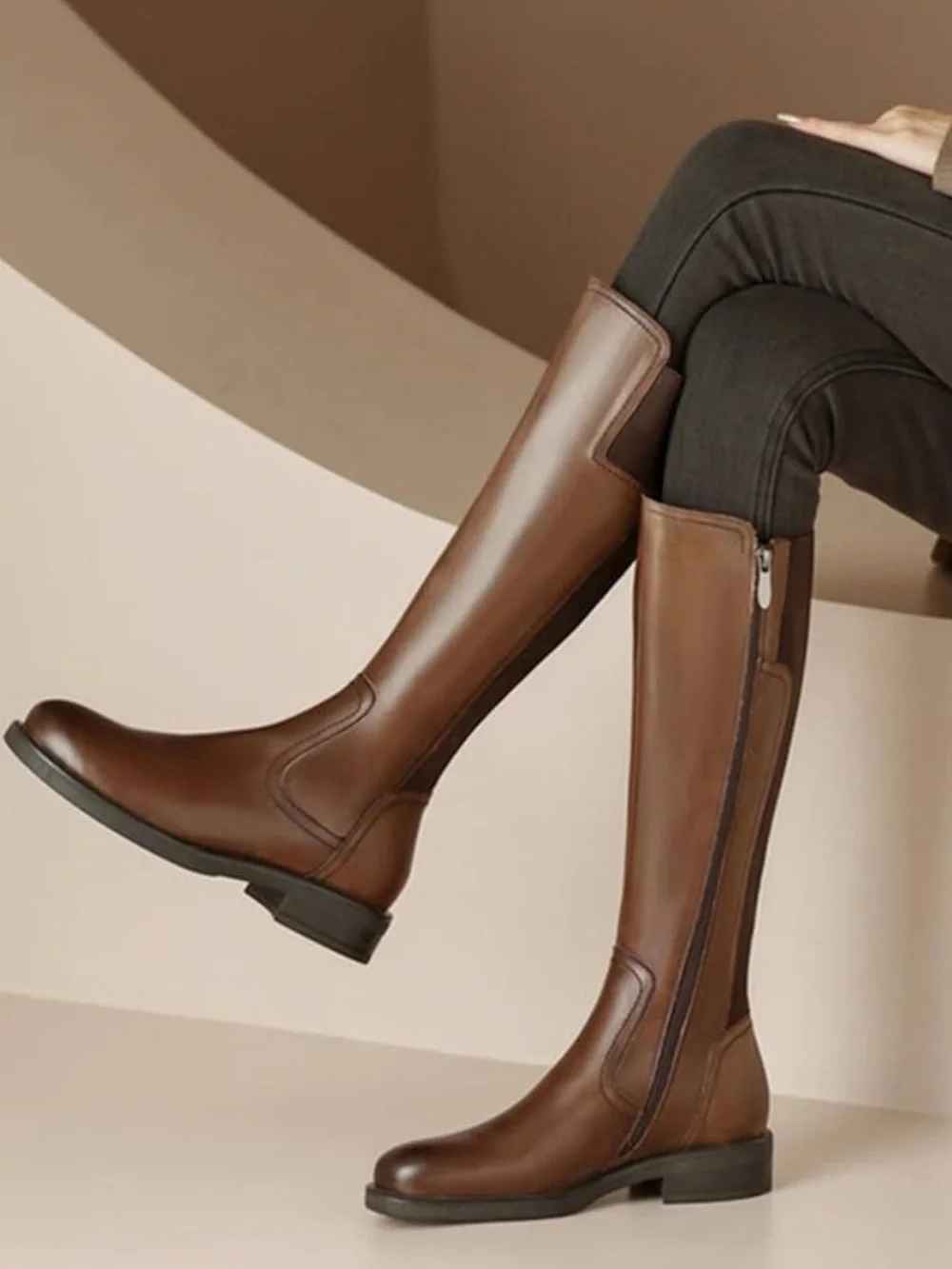 Tall Brown Riding Boots, Size: 9